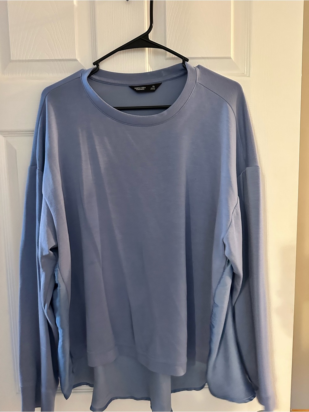 Women’s Vera Wang Light Blue Crewneck Long-Sleeve Shirt